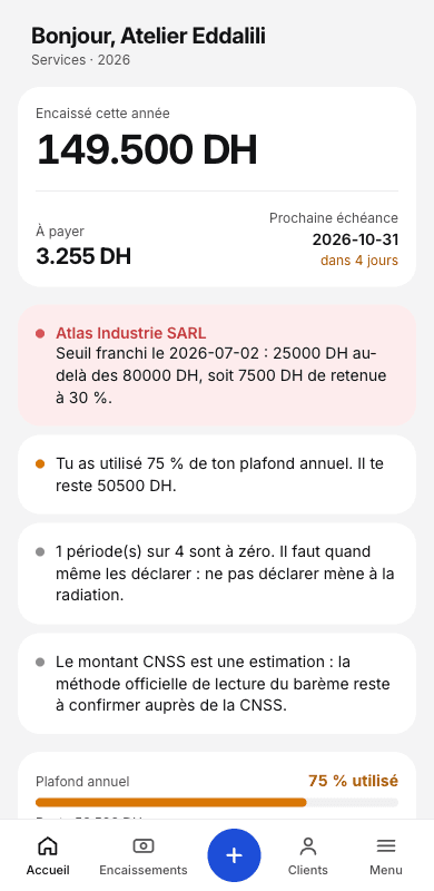 Impôt calculé en continu